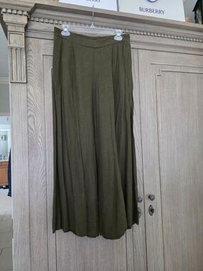 Banana Republic Olive Green Wide-Leg Linen Pants Small Tall